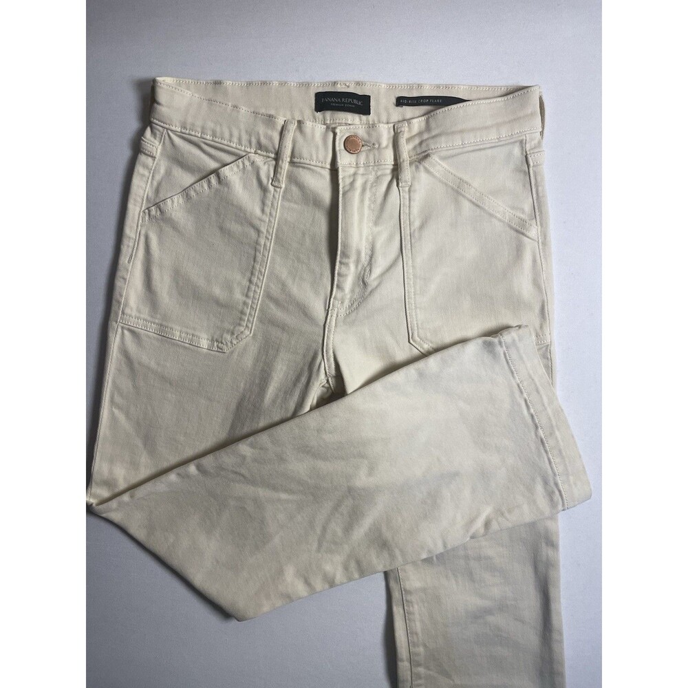 Banana Republic Jeans Women’s Mid Rise Crop Flare Beige Stone Color Cotton 27/4